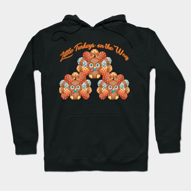 Little Turkeys on the Way- Triplets Pregnancy Hoodie by WalkingMombieDesign